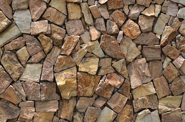 Natural brown stone wall texture detail - Cobblestone