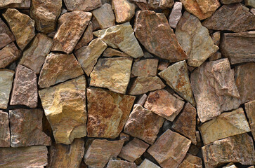 Natural brown stone wall texture detail - Cobblestone