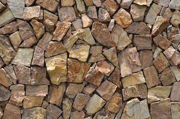 Natural brown stone wall texture detail - Cobblestone
