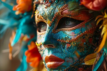 Mysterious Beauty in Venetian Carnival Mask. Generative ai