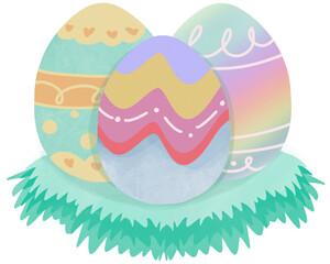 Easter bunny with colorful eggs