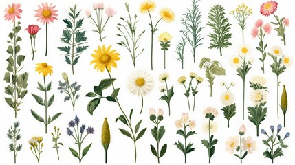 Explore the Beauty of Nature with this Detailed Wild Flowers Vector Collection – Perfect for Botanical, Organic, and Floral Design Projects!