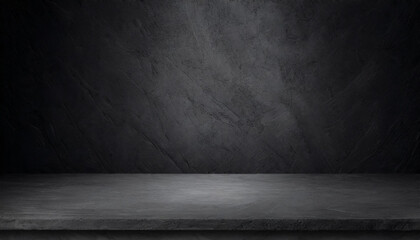 A minimalist dark concrete stage with a textured concrete backdrop, showcasing a grunge aesthetic. ideal for product displays, presentations, or digital backgrounds.