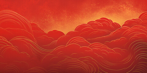 Background texture of red and gold paint for 2024 Chinese Lunar New Year - obrazy, fototapety, plakaty