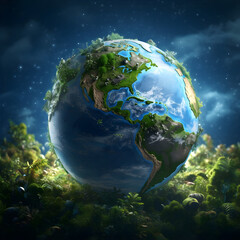 Obraz na płótnie Canvas Green Energy Earth Environmental Concept AI Artwork