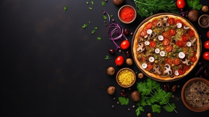 Obraz na płótnie Canvas Traditional italian pizza with salami cheese, tomatoes and basil.