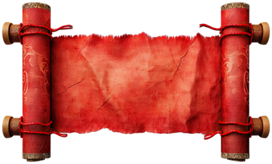 Chinese blank red couplets scroll illustration PNG element cut out transparent isolated on white background ,PNG file ,artwork graphic design.
