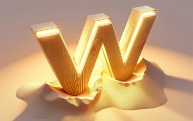 A letter A-Z  isometric design, dreamy gold tone, sun lights , Shell and sand  covered, Abbreviation letter A-Z. - obrazy, fototapety, plakaty