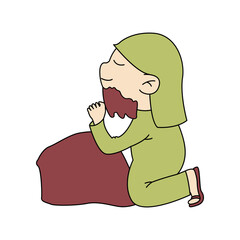 Cartoon design of man pray to god