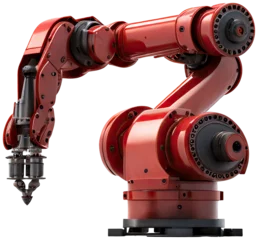 Foto op Canvas Red Industrial robot arm illustration PNG element cut out transparent isolated on white background ,PNG file ,artwork graphic design. © HappyTime 17