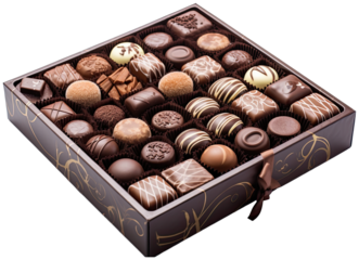 chocolate pralines in box illustration PNG element cut out transparent isolated on white background ,PNG file ,artwork graphic design.