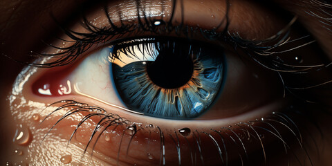 Close-up of a human eye. Blue eyes