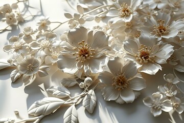 Flower background. White flowers background. Bloom and spring concept. Nature.

