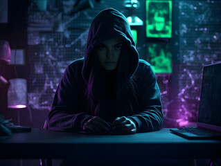 Hacker Girl Cyber Criminal AI Artwork