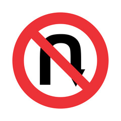 Label No u-turn, No U-turn road sign isolate on white background