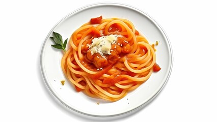 spaghetti with tomato sauce and basil