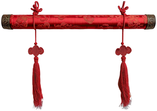 Chinese blank red couplets scroll illustration PNG element cut out transparent isolated on white background ,PNG file ,artwork graphic design.