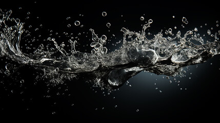 Splashing water on a black background. water splash refreshing black background - obrazy, fototapety, plakaty