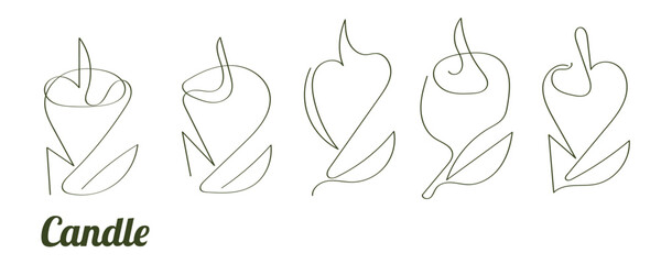 candles lineart set on a white background vector illustration