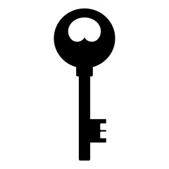 Old black silhouette key isolated on white background. Vector illustration for any design. - 706480793