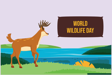 World wildlife day concept. Colored flat vector illustration isolated.