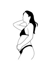 pregnant woman line art symbols vector