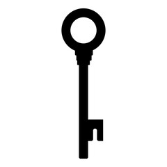 Old black silhouette door key icon isolated on white background. Vector illustration for any design. - 706481150
