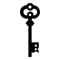 Black simple key isolated on white background. Vector illustration for any design. - 706481323