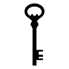 Black silhouette key isolated on white background. Vector illustration for any design. - 706481501