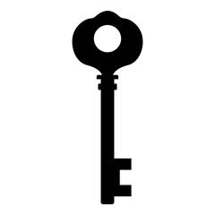 Black silhouette key isolated on white background. Vector illustration for any design.
