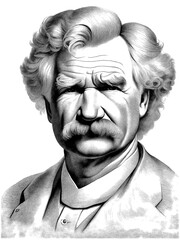 Mark Twain portrait, generative AI	
 - obrazy, fototapety, plakaty