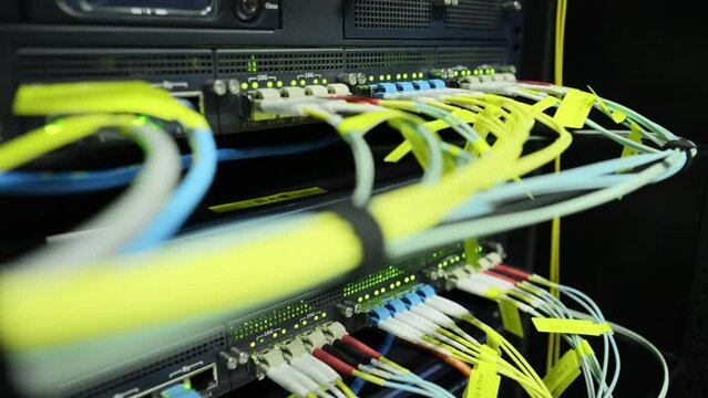 network hub and cables connected