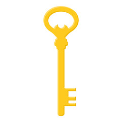 Golden key isolated on white background. Cartoon style. Vector illustration for any design. - 706482112