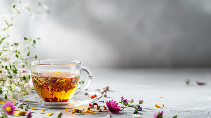 Herbal Tea and Ingredients backdrop - Ideal for Wellness and Health Blogs