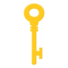 Yellow golden key isolated on white background. Cartoon style. Vector illustration for any design. - 706482194