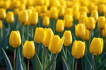 Obraz premium a lot of yellow tulips