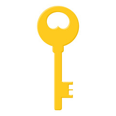 Golden key isolated on white background. Cartoon style. Vector illustration for any design. - 706482374