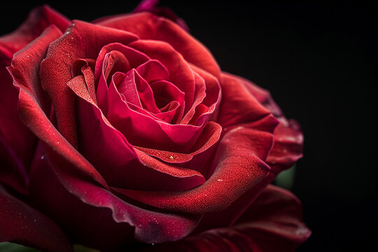 Close-up of red roses, black background