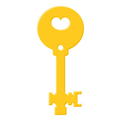 Yellow key isolated on white background. Cartoon style. Vector illustration for any design. - 706482517