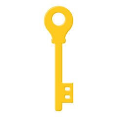 Yellow key isolated on white background. Cartoon style. Vector illustration for any design. - 706482721