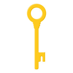 Yellow golden key isolated on white background. Cartoon style. Vector illustration for any design. - 706482768