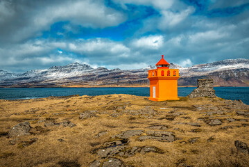 Djupivogur Lighthouse is located on the southeast coast of Iceland, on a rocky point on the west...