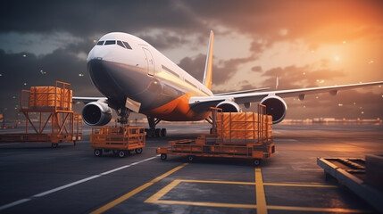 commercial aircraft carrying cargo. air freight