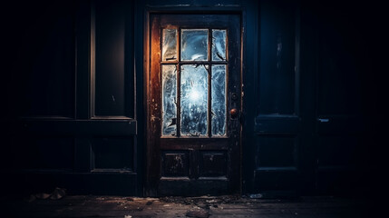 Fototapeta na wymiar Broken window on a front door