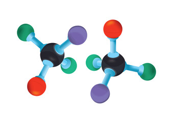 vector molecule model. colored molecule model illustration. colored molecule model