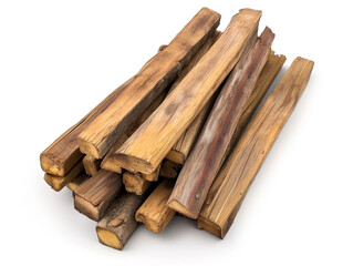 A stack of wood sticks isolated on a white background,