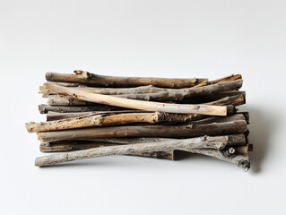 A stack of wood sticks isolated on a white background,