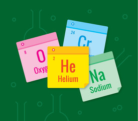 vector helium, sodium, oxygen and chromium elements concept