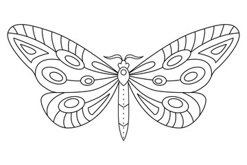 Butterfly black white logo isolated. Butterfly illustration. Beautiful insects isolated on white background. Spring summer seasons butterfly. design element. Coloring page Vector illustration