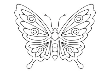 Butterfly black white logo isolated. Butterfly illustration. Beautiful insects isolated on white background. Spring summer seasons butterfly. design element. Coloring page Vector illustration